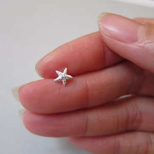 Sterling Silver Starfish Cartilage Earring, Starfish earring, Tiny stud Earring, tiny cartilage, one stud, multiple piercing, sea creature