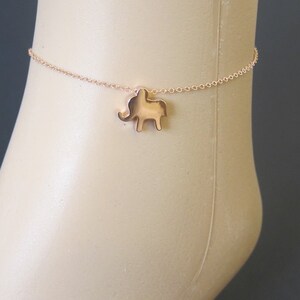 Tiny Shiny Lucky Elephant Rose Gold-Filled Chain Anklet, Lucky Anklet. Rose Gold Anklet.