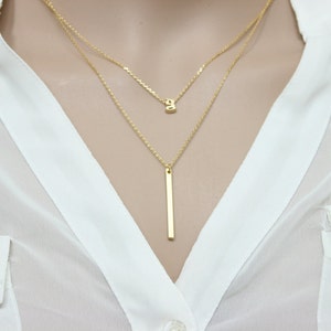 Silver version available,Personalize lowercase initial , initial bar necklace, letter necklace, graduation gift, sorority , vertical bar