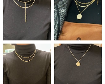 Gold necklace set optional Layered necklace Paperclip chain Choker necklace Snake necklace Zodiac necklace Coin necklace Short necklace