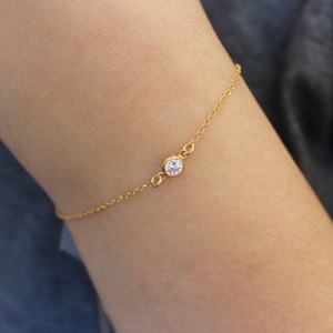 cz diamanten armband, gouden diamoond armband, delicate armband, kleine armband, delicate armband, sierlijke armband, bedel armband eenvoudig afbeelding 1