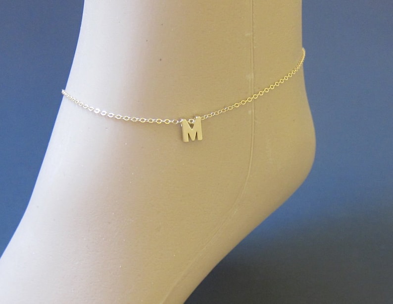 Gold Initial Anklet Tiny Gold Anklet Delicate Gold Anklet Etsy