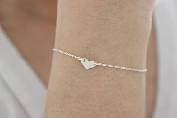 Heart bracelet, delicate heart bracelet, simple bracelet, child bracelet, silver bracelet, rose gold bracelet, gift for new mom, minimalist
