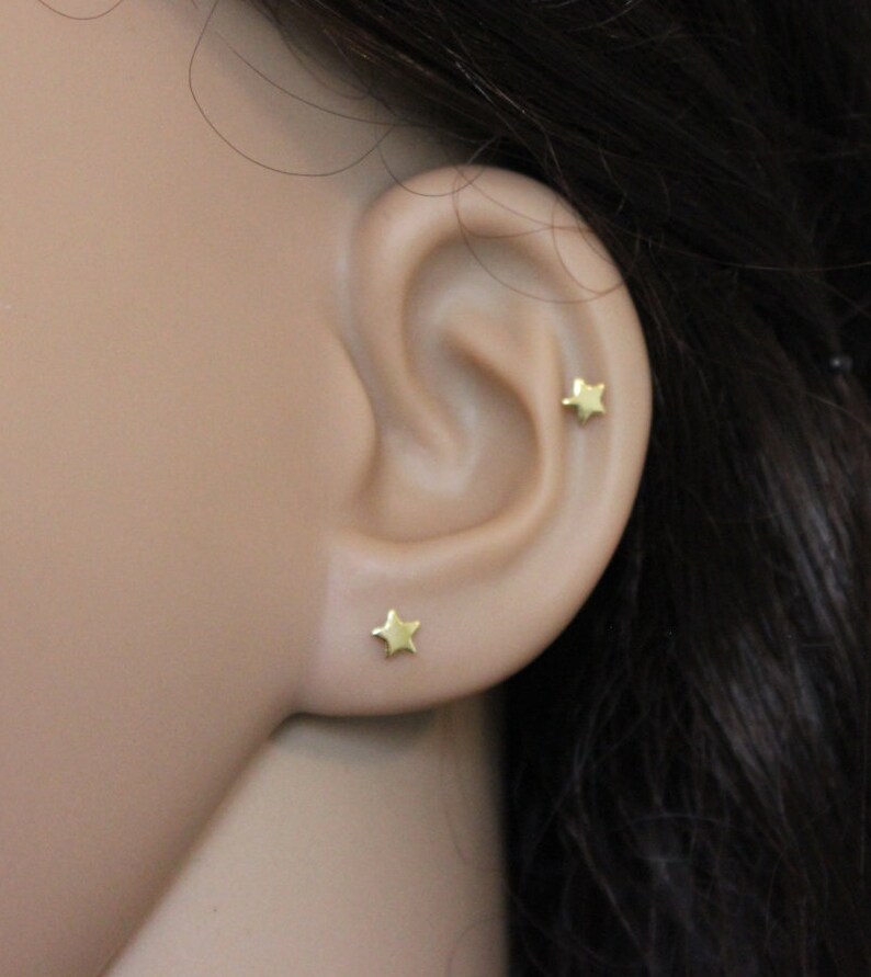 Tiny Star Stud Earrings, tiny gold earrings, tiny stud earrings, tiny studs, simple, minimalist, children earrings, dainty Earrings simple image 8