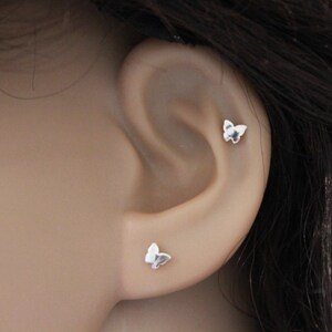 men/'s stud earrings gauge stud earrings 14 gauge earring 4203SW 14G silver cartilage earring 14G gauged stud earring