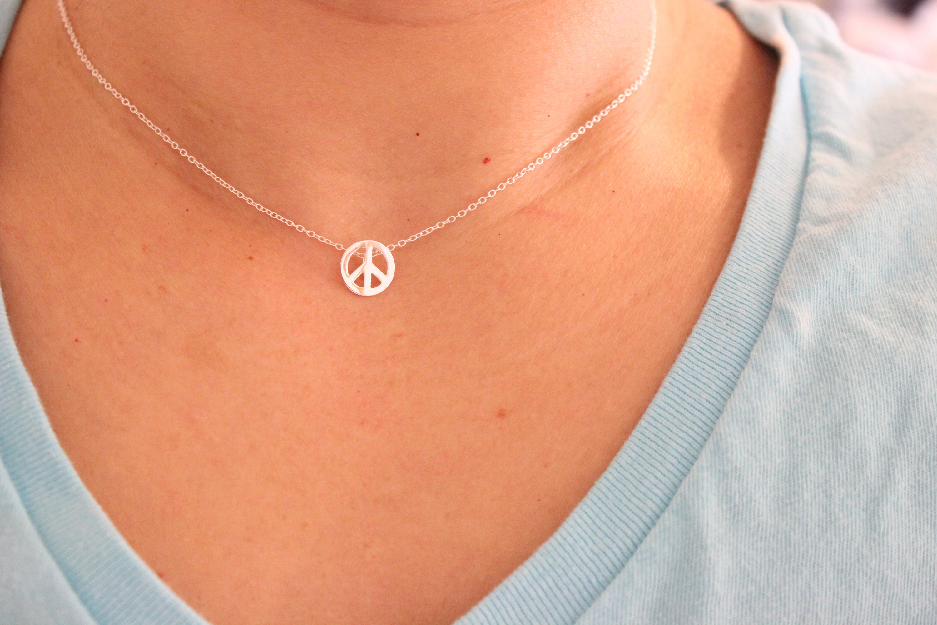 Peace Sign Necklace (Up to 50% Off) Etsy 