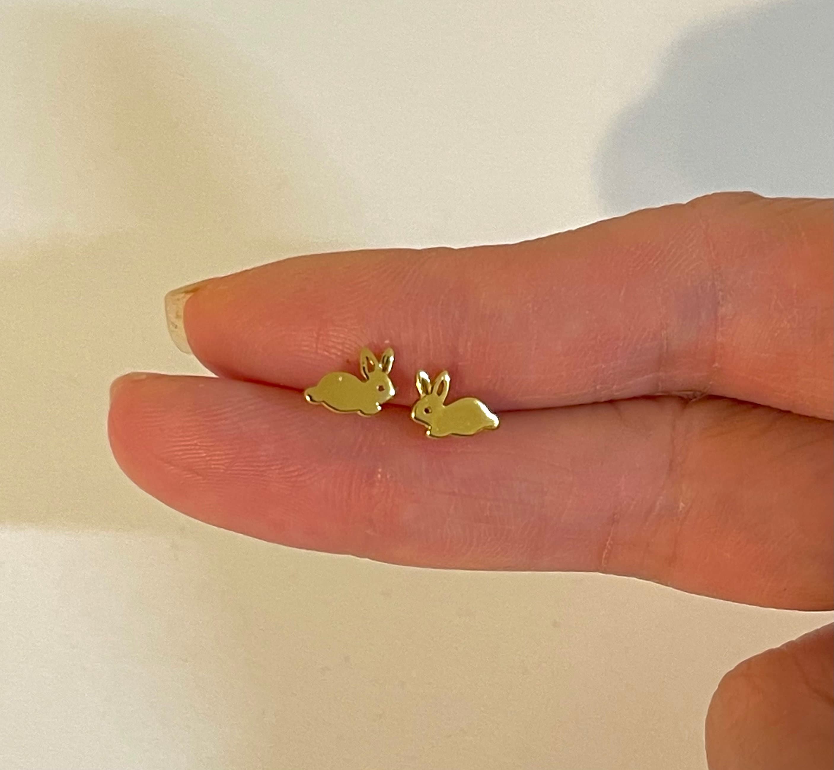 Bunny Stud Earrings Gold Rabbit Stud Earrings,  Easter Gift Tiny Stud Earrings  Animal Stud Earrings Children Earrings Birthday  Pet lover