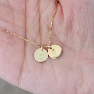 Gold filled two initial necklace, personalized tiny initials necklace, dainty delicate silver necklace, silver available, gift for friend