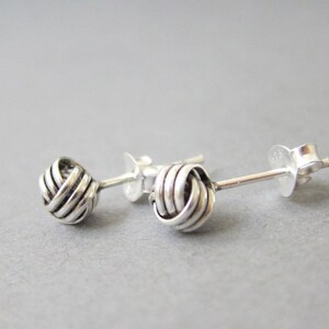 Tiny Sterling Silver Knot Stud Earrings, Dainty Jewelry image 5