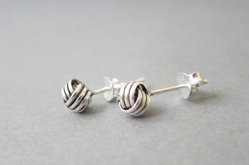 Tiny Sterling Silver Knot Stud Earrings, Dainty Jewelry image 5