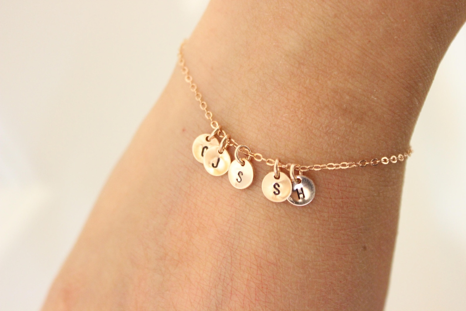 Two Intial Bracelet, Tiny Initials Bracelet, Personalized Bracelet