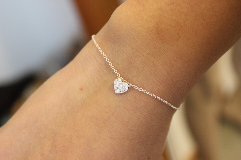 bridesmaid gift sterling silver bracelet silver bracelet dainty bracelet delicate bracelet Tiny heart bracelet children bracelet