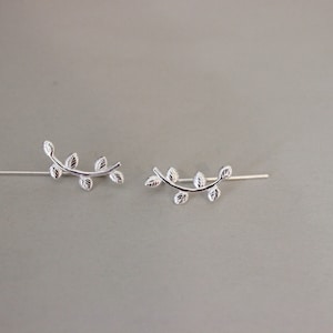 Sterling Silver Vine Ear Cuff, Row of Star Ear Climber, Ear Jacket crawler, Ear Jackets Sweep, Vine Earrings Pin, Single Stud Earring