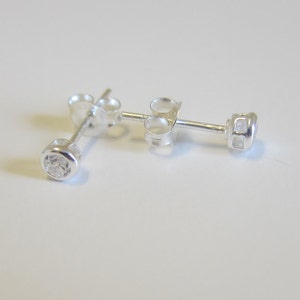 3mm , 4mm, 5mm and 6mm available Bezel setting Cubic Zirconia Stud Earrings, Cartilage Earring, tiny stud earrings image 3