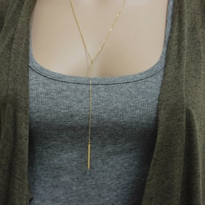 Gold Lariat Necklace, Silver Lariat Necklace, Lariat Bar necklace, Long Necklace, Y Necklace, Delicate Necklace, Dainty layer necklace
