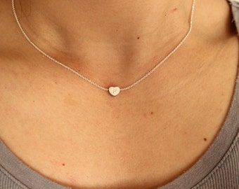 Tiny dainty initial heart necklace, initial necklace, delicate necklace, thin necklace, silver heart necklace, toddler gift, minimalist