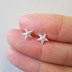 Tiny Sterling Silver Starfish Stud Earrings, Dainty Earring,Minimalist Jewelry