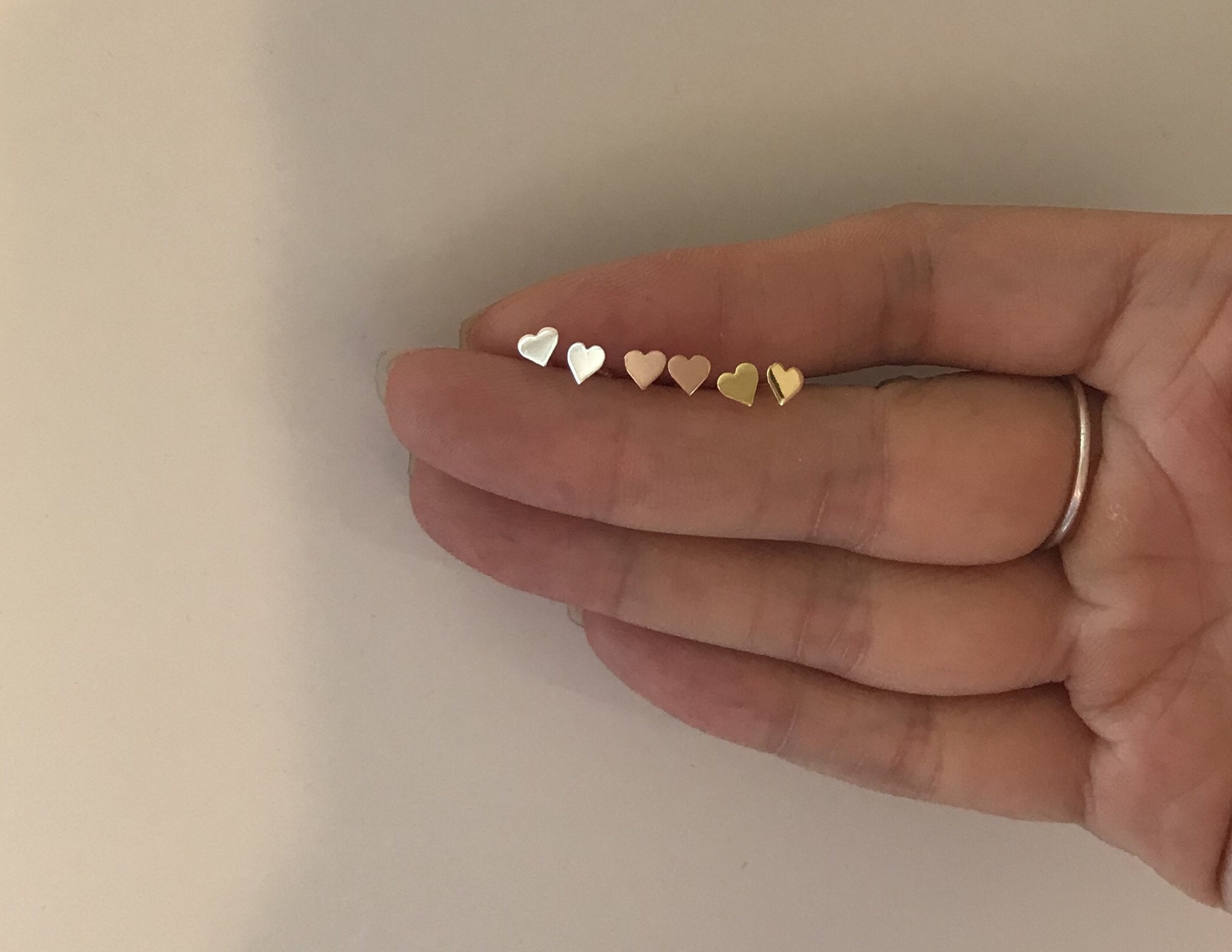 Tiny Heart Stud Tiny Heart Stud Earrings in Rose Gold Dainty Little Heart Stud