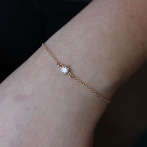 cz diamond bracelet, gold diamoond bracelet, delicate bracelet, tiny bracelet, delicate bracelet, dainty bracelet, charm bracelet simple image 2