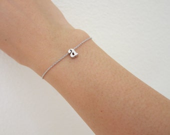 Lowercase initial bracelet, Letter Bracelet, Personalize, Bridesmaid Gift, child bracelet, tiny bracelet, dainty bracelet, simple bracelet,