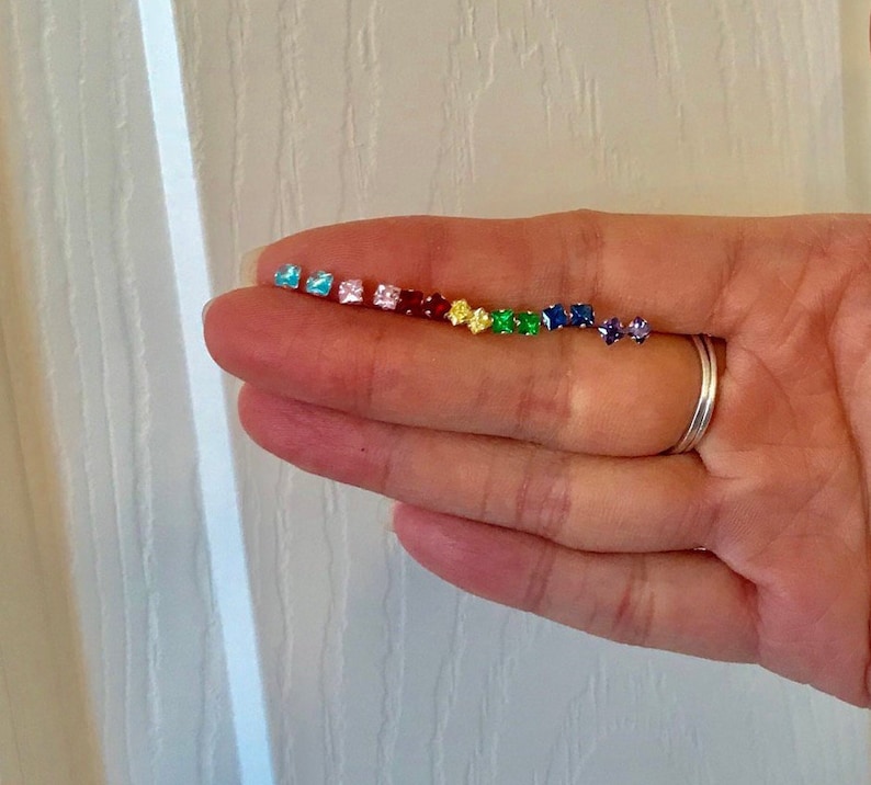 Tiny Studs Earrings Square Stud Earrings 3mm Stud Diamond Etsy