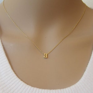 Lowercase Initial Necklace, Gold Initial Necklace, Letter Necklace, Personalize Necklace, Bridesmaid Gift, Birthday gift, dainty Necklace image 3