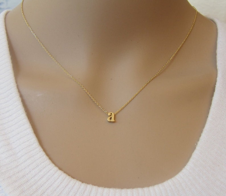 Lowercase Initial Necklace, Gold Initial Necklace, Letter Necklace, Personalize Necklace, Bridesmaid Gift, Birthday gift, dainty Necklace image 3