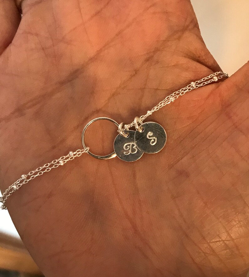 sister gift bridesmaid gift initial bracelet Infinity Bracelet Sterling Silver Circle Bracelet Eternity, gift for mom,Gift For Friend