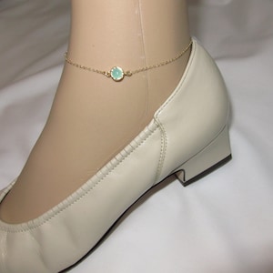 Tiny Mint Green Anklet, Gold anklet, tiny Gold anklet, delicate anklet, Minimalist ( Also available in other stones ), contemporary