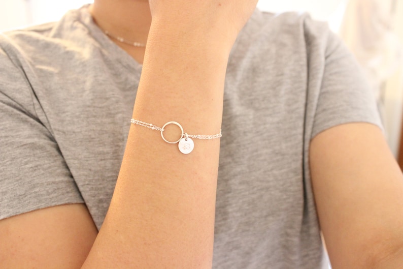 sister gift bridesmaid gift initial bracelet Infinity Bracelet Sterling Silver Circle Bracelet Eternity, gift for mom,Gift For Friend