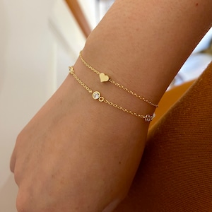 tiny silver heart bracelet, gold dainty cz bracelet, rose gold delicate bracelet, bridesmaid gift, minimalist, thin bracelet, sister gift image 8