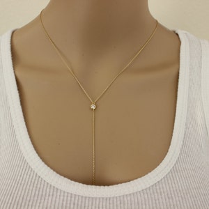 Prata disponível, colar com laço de diamante CZ, colar simples, colar com laço de prata, colar delicado de ouro, colar fino de ouro, colar Y.