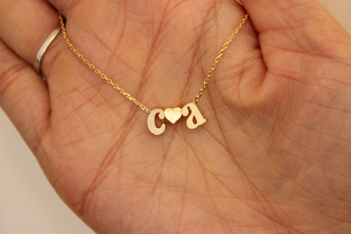 Two Initial Necklace Boyfriend Girlfriend His and Her Etsy