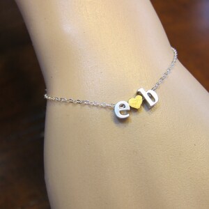 Pulsera con dos iniciales en minúscula de la A a la Z, pulsera de pareja, pulsera con nombre, collar personalizado para novio y novia, día de San Valentín