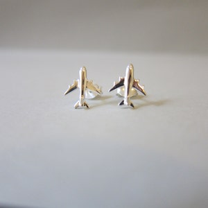 Tiny Sterling Silver Airplane Stud Earrings, Cute Earrings. image 4