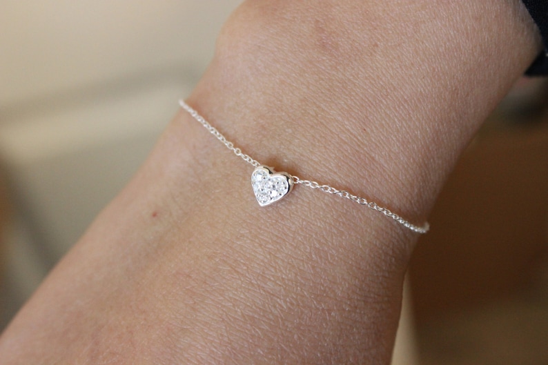 bridesmaid gift sterling silver bracelet silver bracelet dainty bracelet delicate bracelet Tiny heart bracelet children bracelet