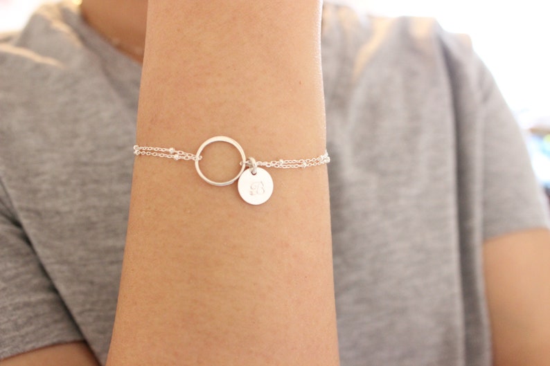 sister gift bridesmaid gift initial bracelet Infinity Bracelet Sterling Silver Circle Bracelet Eternity, gift for mom,Gift For Friend