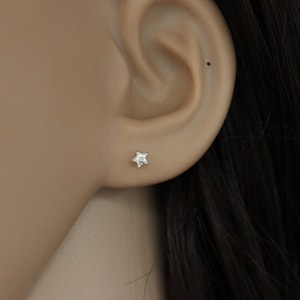 Sterling silver 3mm CZ Star Stud Earrings, Tiny Stud Earrings, Star Earrings, Tiny CZ Earrings, Dainty Earrings, Teeny Tiny Stud.