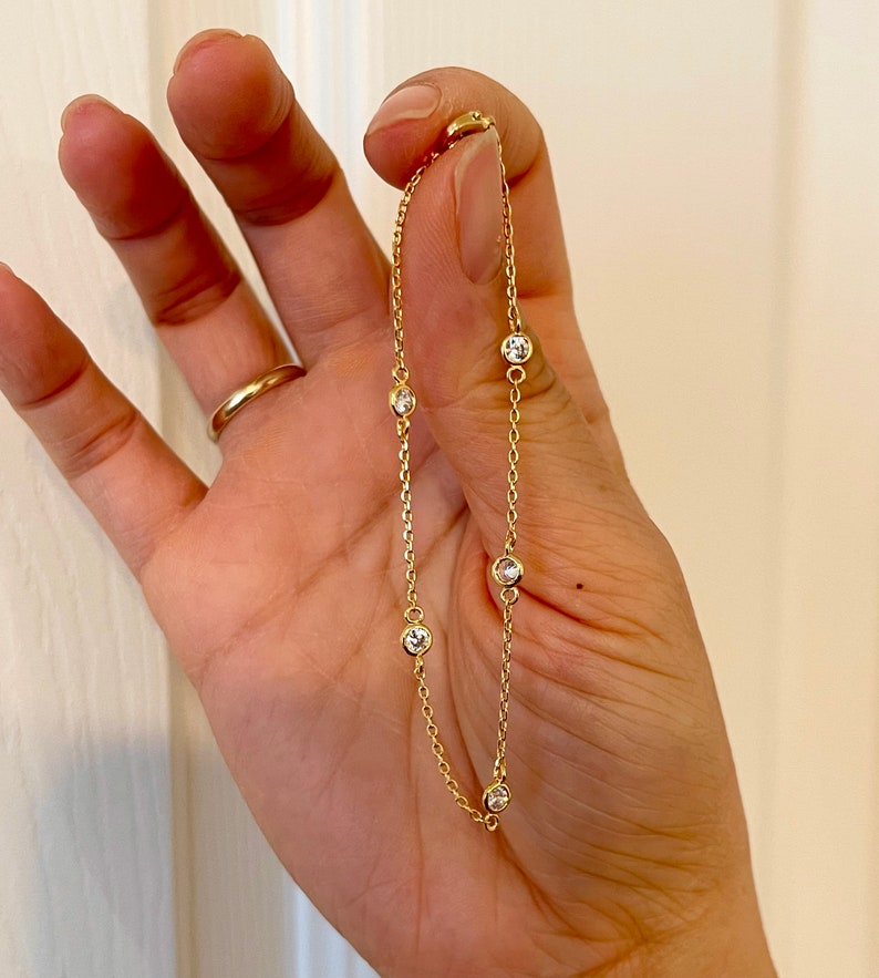 tiny silver heart bracelet, gold dainty cz bracelet, rose gold delicate bracelet, bridesmaid gift, minimalist, thin bracelet, sister gift Cz diamond bracelet