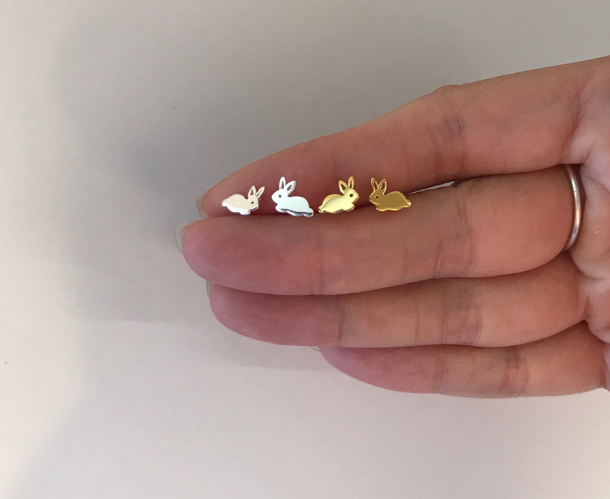 Bunny Stud Earrings Gold Rabbit Stud Earrings,  Easter Gift Tiny Stud Earrings  Animal Stud Earrings Children Earrings Birthday  Pet lover