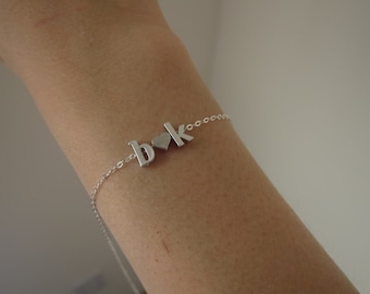 Pulsera con dos iniciales en minúscula de la A a la Z, pulsera de pareja, pulsera con nombre, collar personalizado para novio y novia, día de San Valentín