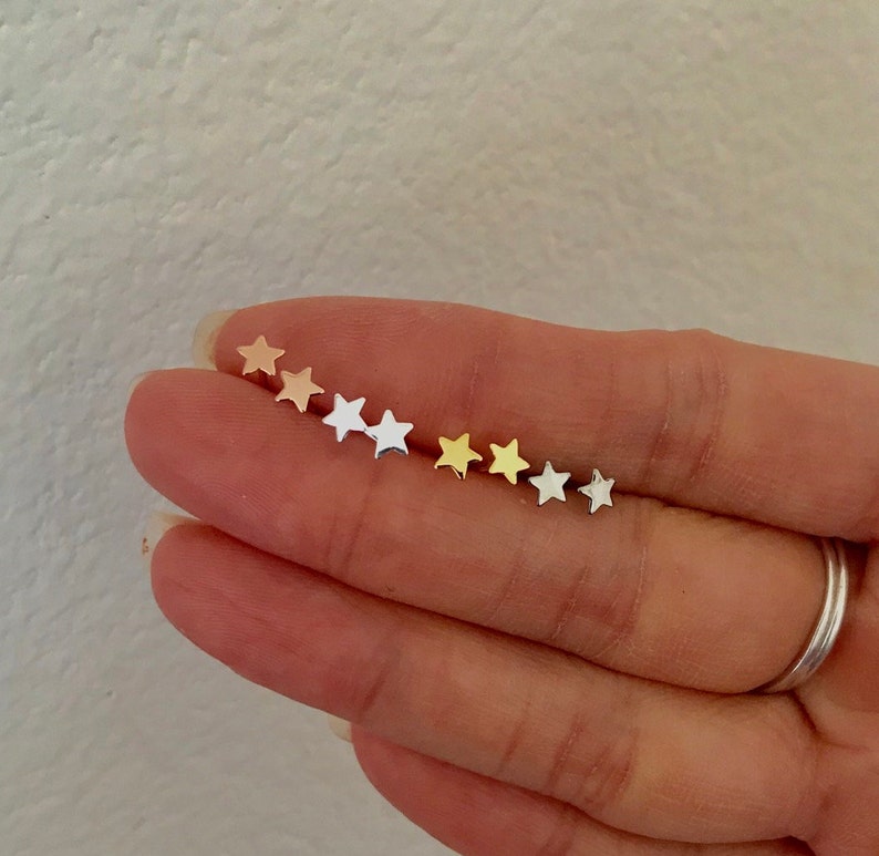 Tiny Star Stud Earrings, tiny gold earrings, tiny stud earrings, tiny studs, simple, minimalist, children earrings, dainty Earrings simple image 4
