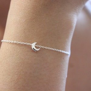 Tiny moon bracelet, moon and star bracelet, simple bracelet, delicate bracelet, dainty bracelet, I love you to the moon, sister gift image 1