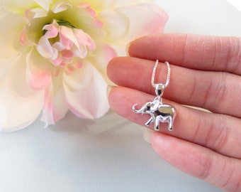 All Sterling Silver Elephant Necklace, Baby Elephant Necklace, Good Luck Jewelry, Good Luck Gift, Animal Necklace, Children Necklace, cute