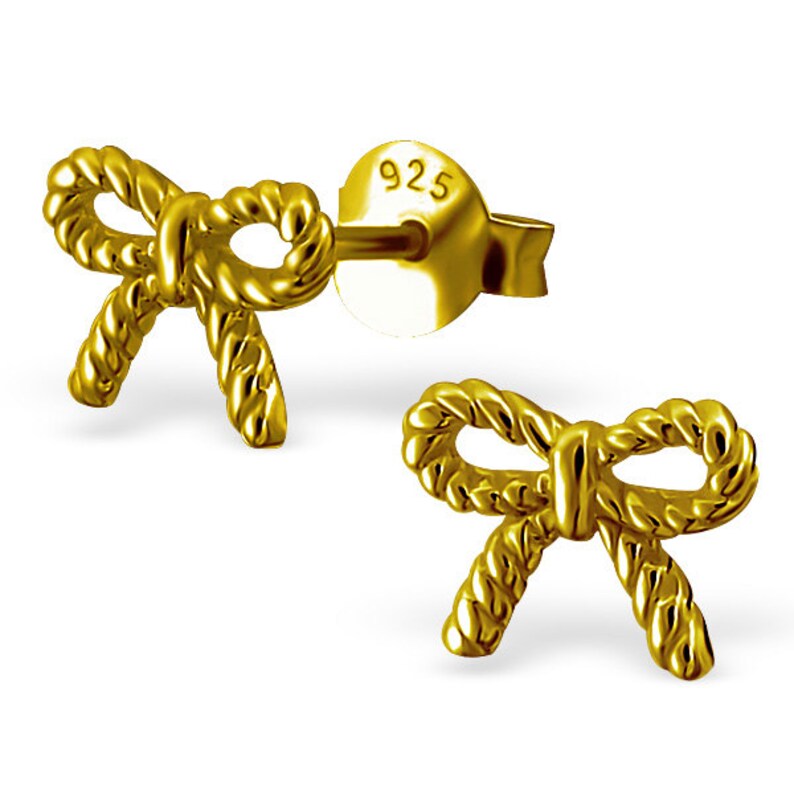 Sterling Silver Bow Stud Earrings Roe Gold Bow Earrings Etsy