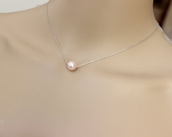 Lichtroze parelketting, roze ketting, een parelketting, cadeau bruidsmeisje, cadeau bruidsfeest, cadeau bruidsfeest, huwelijksfeest cadeau bruidsmeisje parel