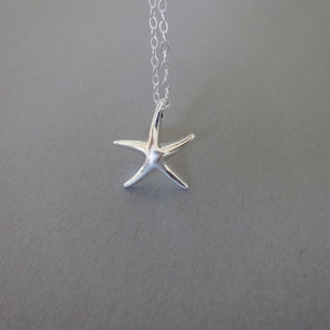 May include: A silver chain necklace with a silver starfish pendant.
