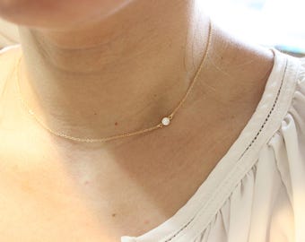 collar de diamantes pequeños, collar de diamantes solitarios, collar delicado, collar en capas, collar delicado, collar de oro, collar simple