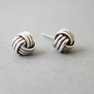 Tiny Sterling Silver Knot Stud Earrings, Dainty Jewelry image 2