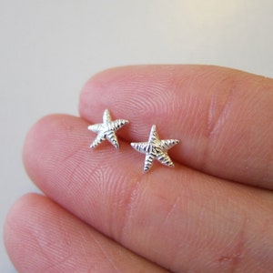 Tiny Sterling Silver Starfish Stud Earrings, Dainty Earring,Minimalist Jewelry image 4